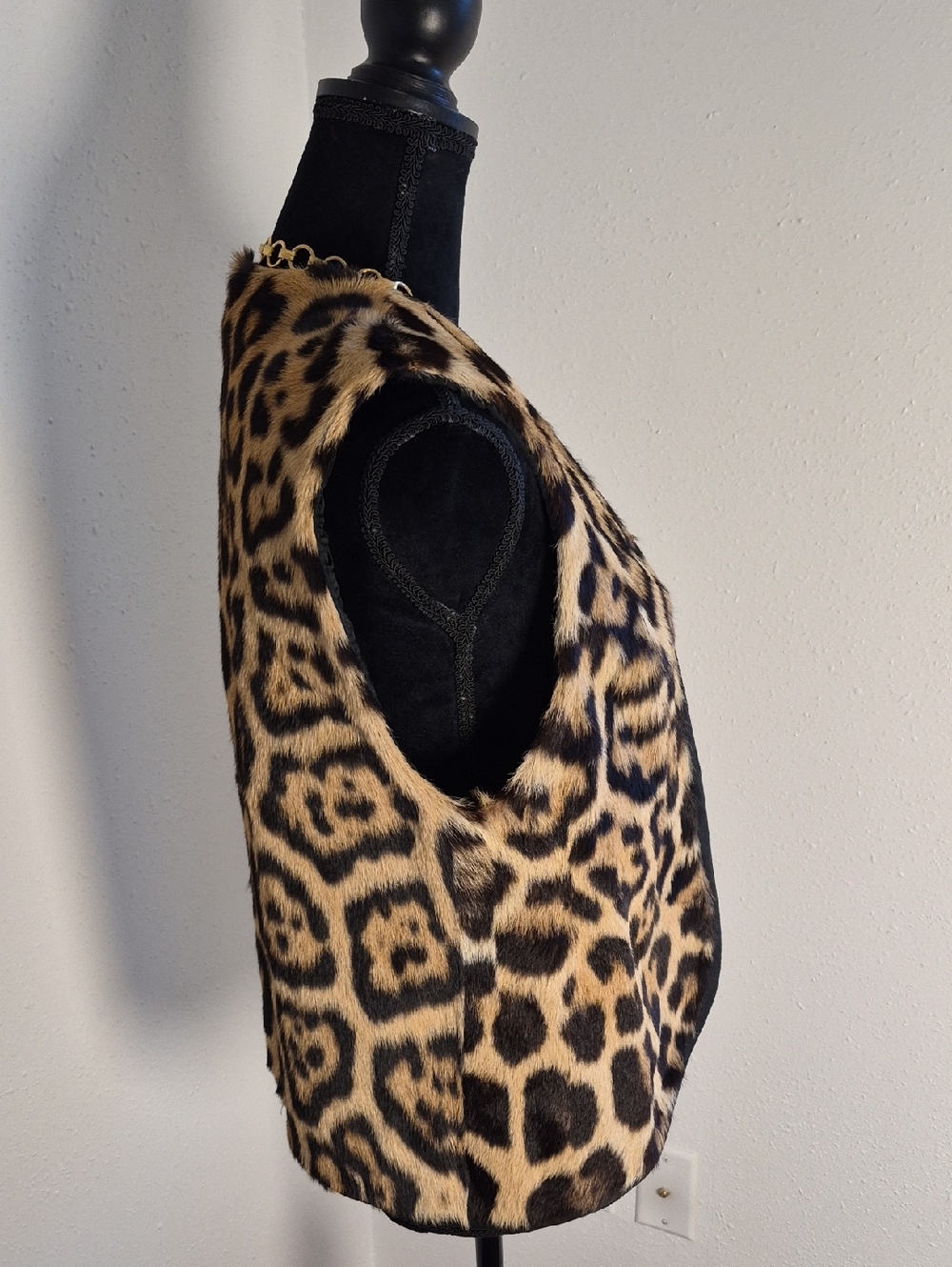 VINTAGE 90s Calf Hair Leopard Print Vest Custom Made Small - Picture 5 of 6